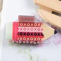 Pince à cheveux en forme de crayon avec motif cœur XOXO rose et ressort - D17-4-3