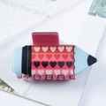 Pink pencil hair claw clip with colorful heart patterns and light blue tip detail - Pink Heart Pattern (D22--1-5)