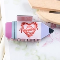 Molla per capelli a matita con scritta Happy Valentine's Day e cuori rosa - D17-4-1