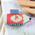 Pinza per capelli a forma di matita con silhouette di Cupido in verde e rosso - D17-4-7