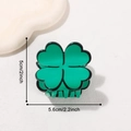 Pinza para el cabello de trébol de cuatro hojas verde con bordes negros, 5,6 cm - 5.6x5cm / Estilo Trébol (C6-4-8)
