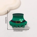 Pinza para el pelo de San Patricio con diseño de trébol verde y sombrero de duende - 6.1x5cm / Estilo Sombrero de la Suerte (C6-4-7)