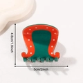 Pinza para el pelo de fresa y trébol en rojo y verde con lunares blancos - 5x4.8cm / Estilo Sombrero de Copa de Lunares Rojos y Verdes (C6-4-9)
