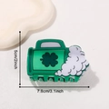 Pinza para el pelo jarra de cerveza verde con trébol de cuatro hojas y espuma blanca - 7.8x5cm / Estilo Jarra de Cerveza (C6-4-10)