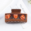 Pinza per capelli quadrata marrone vintage con tulipani per acconciature eleganti - Tulipano