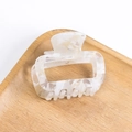 Rectangle acetate hair claw clip with cream marble pattern and sturdy grip for women - Beige Marble Texture Style (D2-3-3)
