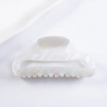 Grande molletta per capelli rettangolare bianco crema con trama marmorizzata e iridata - Bianco Latte (D10-4-17)