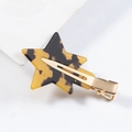 Sternhaarspange mit elegantem Leopardenmuster-Acetat und goldener Metallbasis - Pentagramme / Heller Schildpatt Leopard Stil (C5-2-19)