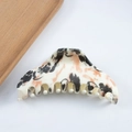 Pinza per capelli da 8 cm con motivo marmorizzato crema, rosa pesca e nero in resina - Marmo Pesca Nero (C20-1-5)