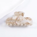 Molla per capelli rettangolare con motivo marmorizzato beige in acetato lucido - Marmo Beige Marrone (D10-4-18)