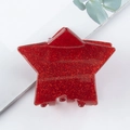 Pince à cheveux rouge scintillante en forme d'étoile avec paillettes en résine de qualité - Pince à Cheveux Étoile Rouge Pailletée (D19-4-12)
