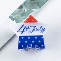 Star-shaped 4th of July acrylic hair claw clip with red, white, and blue flag theme - 4th July Logo Star Claw Clip (C9-4-19)