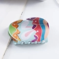 Pinza per capelli colorata con trame a onde arancione verde blu viola e rosso - Texture a Onde Multicolore (C4-4-3)