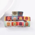 Easter egg pattern square hair claw clip with colorful festive print for women - Blue Purple Yellow Red Checkered (C3-1-19)