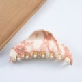 Pinza per capelli con trama di marmo rosa in resina premium per accessori da donna - Marmo Rosa (C20-1-3)