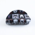Pince à cheveux demi-lune avec divers motifs de chiens de dessins animés en grille - Style Damier Multi-Races (D2-3-21)