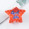 Orange star hair claw clip with 4th of July lettering and small white stars pattern - Orange Independence Day Star Claw Clip (C9-4-18)