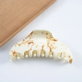 8cm large hair claw clip in ivory with vintage brown marble pattern and glossy finish - Cream Brown Marble (C20-1-4)