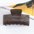 Pince à cheveux rectangulaire avec paillettes marron foncé et effet sable doré - Paillettes Noir Brun (C12-4-13)