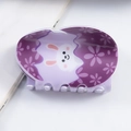 Molla per capelli viola con motivi floreali e simpatico viso di coniglio - Motivo Coniglio Floreale Viola (C4-4-2)
