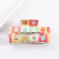 Easter egg pattern square PVC hair claw clip with colorful checkerboard design - Multicolor Checkered (C3-1-17)
