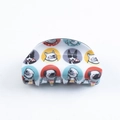 Pince à cheveux demi-cercle avec motifs de bouledogues et carlins sur base blanche - Style Bouledogue Points Colorés Mignon (D2-3-20)