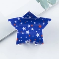 Star-shaped acrylic hair claw with Independence Day red, white, and blue star patterns - Blue Patterned Star Claw Clip (C9-4-17)