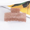 Rechteckige Haarklammer mit champagnergoldenem Glitzer-Finish auf weißem Grund - Champagner Rosa Glitzer (C12-4-11)