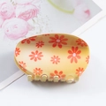 Easter cream claw clip featuring orange flower patterns and candy colored shark clip - Cream Yellow Orange Flower
