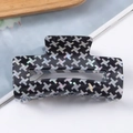 Pinza para el pelo rectangular con patrón de pata de gallo y acabado nacerado brillante - Pata de Gallo Iridiscente