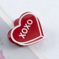 Chic red heart-shaped acrylic hair claw clip with white XOXO lettering for women - Red (XOXO)