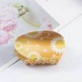 Easter floral shark hair clip in bright ginger yellow with white sunflower pattern - Ginger Yellow Sunflower