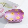 Lavender purple claw clip with yellow flower patterns and glossy resin finish - Lavender Purple Yellow Flower