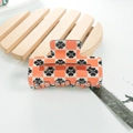 Orange and white checkerboard hair claw clip with black clover patterns in acetate - Orange Checkerboard Clover (A3-2-12)