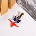 Pince à cheveux étoile Fête de l'Indépendance motif rouge blanc bleu et base dorée - Barrette Étoile Mélange Rouge Blanc Bleu (D15-1-2)