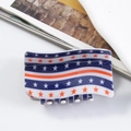 Creative rectangle hair claw clip with American flag star and stripes pattern - Stars And Stripes Wave Rectangle Style (D1-1-5)