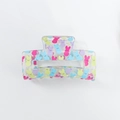 Transparent rectangular hair claw clip with colorful bunny patterns for girls - Bright Candy Style (C20-2-9)