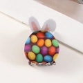 Pinza para pelo de conejo de Pascua con diseño de huevos de colores en beige - Estilo Conejo con Estampado de Colores (D22-2-16)