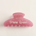 Pinza per capelli rosa glitterata in acrilico con scritta Drama Queen da donna - Rosa (Drama Queen)