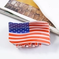 Glossy acetate shark hair claw featuring a vibrant American flag pattern for women - Blue Stars Red White Stripes Large Square Style (D1-1-12)