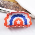 Creative American flag pattern shark hair clip with red blue and white star design - Red White Blue Wave Fan Shape Style (D1-1-4)