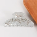 Pince à cheveux élégante 8cm avec texture marbre blanc et détails de strass scintillants - Style Strass Vague / Vague Blanc Irisé (D3-1-8)