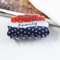 Creative American flag hair claw clip with Family text and stars and stripes pattern - Family Stars And Stripes Rectangle Style (D1-1-1)