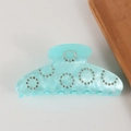 Pinza para el cabello azul claro efecto mármol con diseño de diamantes y agarre fuerte - Estilo de Strass Redondo / Aro Mármol Azul Claro (D3-1-4)