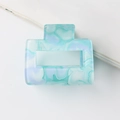 Square hollow hair claw clip with green marble water ripple texture for women hair styling - Greenish White Marble Style (C4-1-1)