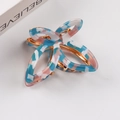 Elegante molletta per capelli a farfalla con trama marmorizzata e telaio dorato - Blu Rosa Marmo (C16-3-2)