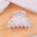 Pince à cheveux élégante motif marbre blanc avec des strass brillants - Style Arc Demi-Lune (D4-3-18)