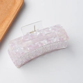 Elegante molletta per capelli rettangolare in marmo rosa e bianco effetto conchiglia - Rosa Multicolore (C6-3-9)