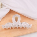 Pince à cheveux marbrée blanche avec strass et ressort en métal durable - Grand Style Vague (D4-3-21)