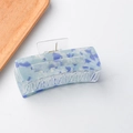Molla per capelli in stile francese con motivo marmorizzato blu e finitura perlata lucida - Marmorizzato Blu Bianco (C6-3-8)